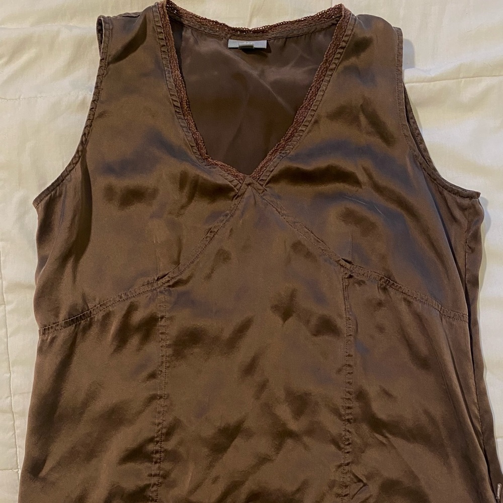 Brown, satin, tank top- great for fall🍂